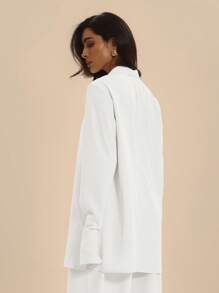 MUSERA Áo sơ mi dài tay dáng rộng, cực kỳ gợi cảm, thanh lịch, cổ chữ V xẻ sâu, kiểu dáng vạt chéo, thích hợp cho dạ hội, kỳ nghỉ, lễ tốt nghiệp, ngày lễ, đi chơi, mùa xuân hè. - trắng - Xem 4