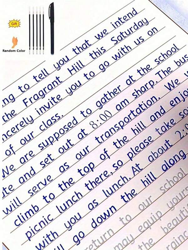 SHEIN Libreta de práctica de caligrafía inglesa en cursiva 3D con surcos, libro de práctica de escritura a mano, libro de caligrafía con alfabeto inglés, libros reutilizables de partituras completas, útiles escolares para estudiantes