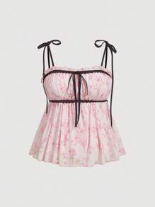 SHEIN MOD 大码女式印花吊带背心，秋季休闲上衣