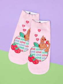 SCOOBY-DOO X SHEIN 1 Pair Cartoon & Letter Graphic Ankle Socks - Multicolor - View 3
