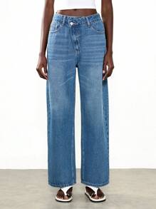 Lumivelle Pantalones vaqueros casuales y sencillos para mujer, adecuados para el verano - Azul - Ver 6