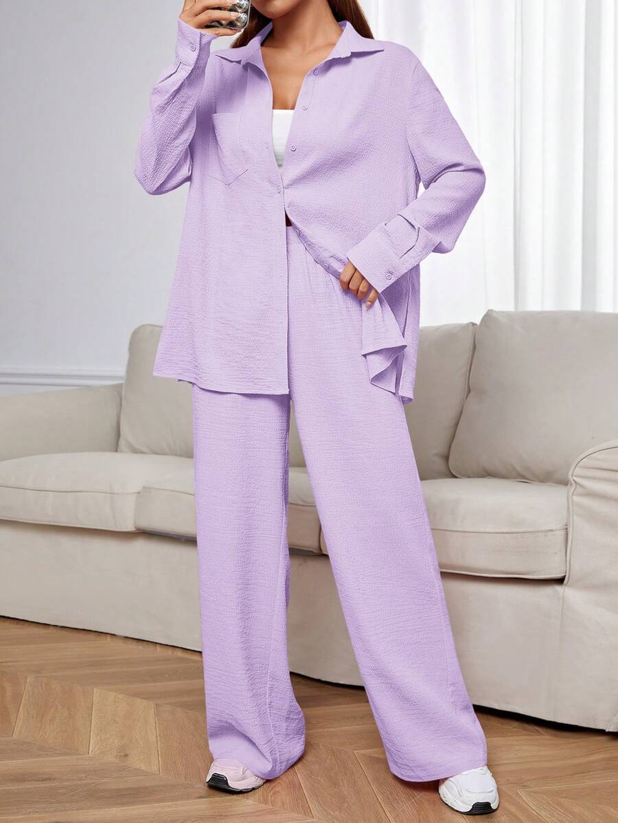 SHEIN EZwear 女士日常两件套服装 - 紫丁香色 - 查看 1