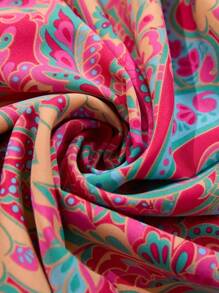 SHEIN Holidaya 大码女式佩斯利印花盖袖休闲度假连衣裙 - 彩色 - 查看 7