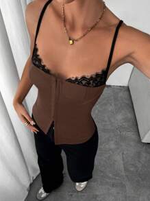 SHEIN Essnce Women's Fashion Camisole Strap Tank Top, Suitable For Summer