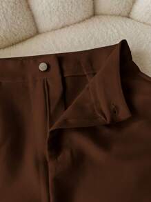 INAWLY Shorts de unicolor de mujer, de moda casual, aptos para el verano - Marrón - Ver 4