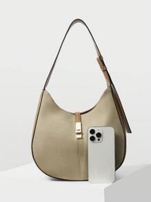 MOTF PREMIUM PU LEATHER TURNLOCK SHOULDER BAG - Khaki - View 4