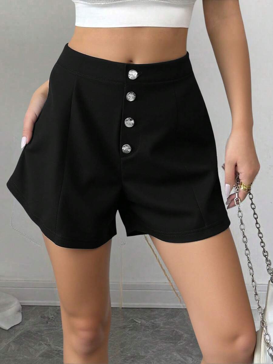 SHEIN Clasi Shorts casuales versátiles con botones para mujer