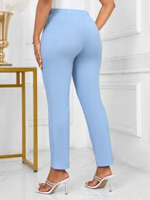 Lyxana Women's High Waisted Metal Buckle Decor Skinny Pants