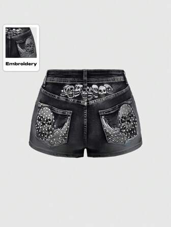 Fairycore Short en jean taille basse pour femmes, mode pour l'été