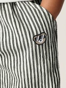 SUMWON Spring Summer Lightweight Pull On Joggers Kids Athletic Wear Pants Casual Youth Striped Sweatpants With Pockets Comfortable Boys Elastic Waist Bottoms - Black and White - View 5