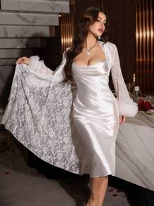 SilkySpell 2pcs Women Sexy And Elegant Lingerie Set - White - View 1