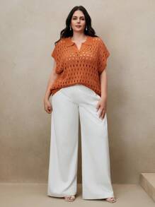 Anewsta Maglione girocollo di moda in maglia, con collo alla coreana, per donne taglia comode