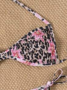 Swim SXY 2 Stücke Damen Leopard Muster Schnür-Rückenfreier Bikini Badeanzug - Pink - Übersicht 7