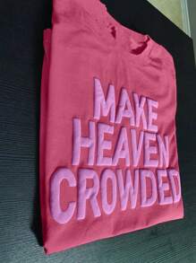 INAWLY Christian T-Shirt With Bible Verse "Let Heaven Be Crowded", Christian Apparel, Shirt, Shirt, Gift For Her - Hot Pink - View 3