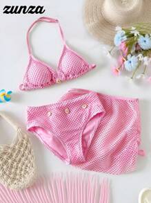 Tween Girls Bikini Sets Summer - Pink - View 7