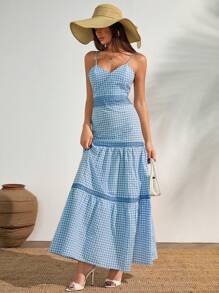 SHEIN Tall Robe longue à volants à col en V avec imprimé pour femme, style doux et estival. Rêves de style cottage et glamour côtier