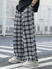 SHEIN Teen Boys Casual Plaid Pants, Suitable For Streetwear, Punk, Rock, College, Daily Wear, Party, Music Festival, Spring/Summer