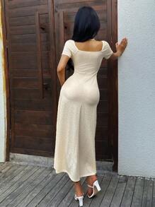 Sunnyshic 女士休闲修身长款度假连衣裙 - 黃色 - 查看 2