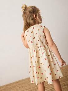 Maija Kids Maija Kids Oversized Casual Floral Pattern Dress For Young Girls - Apricot - View 2