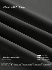 GLOWMODE 24'' FeatherFit™-Sculpt No Front Seam Tummy Control Butt-Lifting Active Leggings With Side Pockets Medium Impact Running Jogging Training Gym Workout - Black - View 7