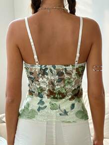 Jouncy Women's Summer Fashion Floral Print Lace V-Neck Camisole