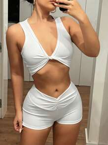 SHEIN ICON Women Two Pieces Outfits For Daily Wear - White - View 6