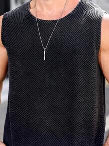Manfinity Homme Camiseta sin mangas talla grande para hombre, de unicolor, de moda para el verano - Negro - Ver 4