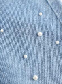 Girlism Tween Girls' Elegant Light Washed Distressed Bowknot High Waist Baggy Denim Straight Leg With Pocket Insert,Faux Pearl,And Frayed Hem,For Spring And Summer Vacation Festival Outfits,Girls Summer Beach Boho Vacation Wide Leg Pants, Summer Concert Festival Casual Rave Outfits, Girls Summer Brunch Church Graduation Outfits - Light Wash - View 4