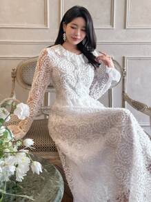 DAZY Nuevo conjunto de 2 piezas de vestido de verano elegante de encaje para mujeres