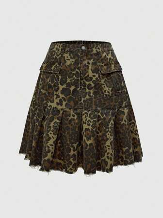 Grunge Punk Falda de mezclilla vintage con parches, bolsillos y pliegues desgastados, en tallas grandes, para uso en exteriores, conciertos, Día de San Patricio, Pascua y estilo punk callejero