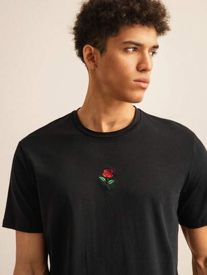 Guys Embroidered Rose Tee