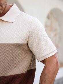 Manfinity Homme 大码男士撞色短袖休闲通勤 Polo 衫 - 彩色 - 查看 7