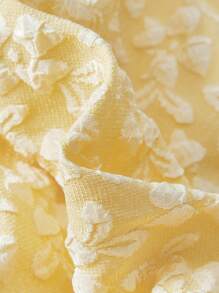 Cozy Pixies 女婴蝴蝶结装饰圆领泡泡袖束腰连衣裙 - 黃色 - 查看 5