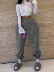 INAWLY Women's Loose Fit Elastic Waist Drawstring Casual Sweatpants - Dark Grey - View 3