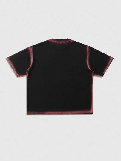 Street Life Camiseta de corte holgado para hombre con estampado de rayas y figuras pintadas con aerosol