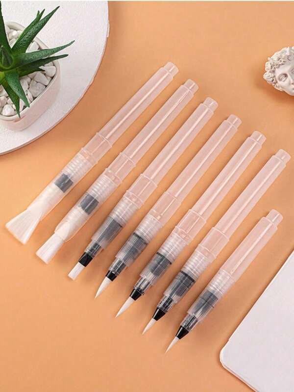 SHEIN Solid Watercolor Pigment Beginner Calligraphy Brush Set, Including Water Brush Pen Back To School,Back To School,School Supplies