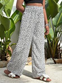 Tween Girl Ditsy Floral Lightweight Beach Vacation Loose Fit Casual All-Match Elastic Waist Pants - Multicolor - View 3