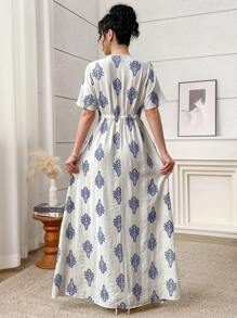 Al Najma 女士优雅复古全印花阿拉伯风格连衣裙 - 彩色 - 查看 5