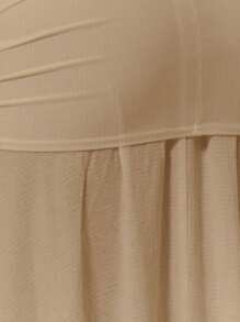 MUSERA Đầm maxi dáng rộng, cổ yếm, khoét sâu phía trước, cổ đổ, kiểu quấn, xếp ly, thích hợp cho mùa xuân hè, kỳ nghỉ, du lịch, thanh lịch, phong cách boho lãng mạn, bãi biển Ibiza, mùa thu, dự đám cưới, hẹn hò, dạ hội. - Màu be - Xem 6