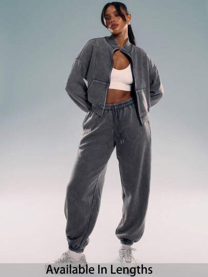 SHEIN PETITE CURVE 加大码纯色休闲运动裤，适合夏季毕业季、返校季、女性教师装、90 年代