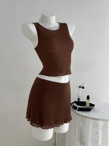 Chiquease Women Two Pieces Outfits For Daily Wear - Coffee Brown - View 4