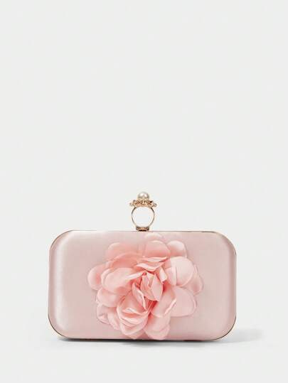 SHECARRY 3D 花朵装饰仿珍珠点缀晚装包