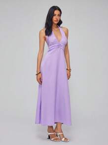Roylia Satin Sheath Dress, Fashionable For Summer - Mauve Purple - View 6