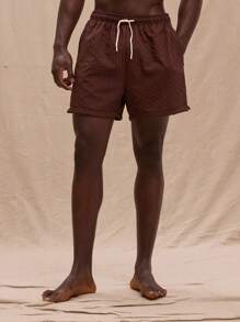 Musero Textured Swim Shorts Spring, Summer, Holiday, Beachwear - Brown - View 2
