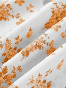 SHEIN LUNE Butter Yellow Dress Romantic Ditsy Floral Ruffle Sleeve Ruffle Collar Cinched Waist Dress, Suitable For Spring/Summer, Easter Summer Dresses For Women - Yellow - View 9