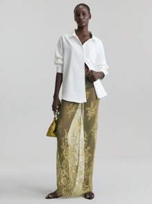 Ontre 2025 Autumn New Casual Versatile Commuting Solid Color Long Sleeve Shirt - Green - View 1