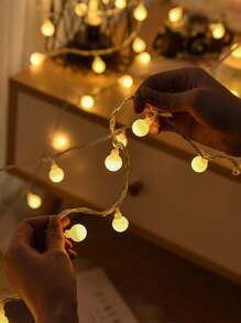 1 件球形装饰 LED 灯串，简约塑料装饰 LED 灯串，适合室内和室外母亲节毕业典礼