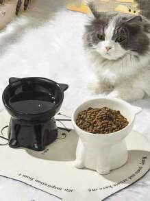 Pet Bowl For Cat & Dog, Plastic Tilted Food Bowl & Water Bowl - Non-Slip Pet Feeding Bowl For Small Medium Pets, Easy To Clean, Durable Pet Bowl