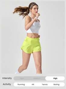 GLOWMODE Pantalones cortos de running de 2.5 pulgadas VitalSwift Pocket Max de secado rápido y ultraligeros, con cintura alta, múltiples bolsillos, cintura ajustable con cordón, y ropa interior integrada antiolores para hacer ejercicio, correr y entrenar - Amarillo - Ver 8
