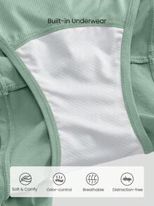 GLOWMODE 2.5" Stay Cool Quick-Dry Lightweight Zipper Pockets Reflective Strips Low Waist Active Running Shorts With Built-In Deodorant Underwear Jogging Training Gym Workout Wear - Mist Green - View 5